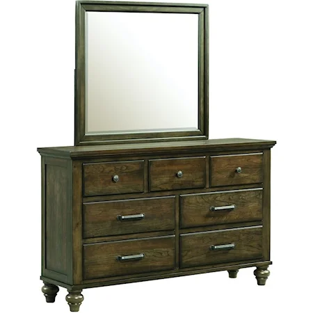 Transitional Dresser & Landscape Mirror Set